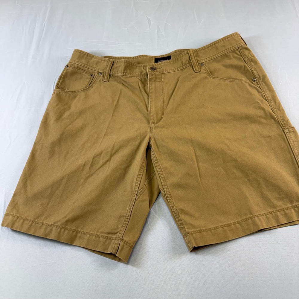 Marmot Mens Tan Canvas Work Carpenter Shorts Size 40 Brown Utility Hiking Rugged - Picture 1 of 16